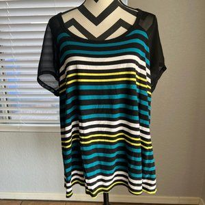 Torrid Stripe Shirt with Sheer Sleeves - Size 1